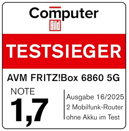 FRITZ! Box 6860 5G Router – WiFi 6 bis zu 3000 MBit/s, PoE+, DECT-Basis