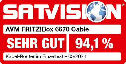 AVM FRITZ! Box 6670 Cable Router – DOCSIS 3.1 Modem, WiFi 7, 2.5G LAN, Zigbee-Integration