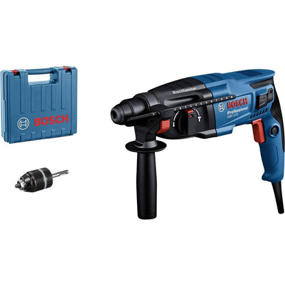 Bosch PRO Bohrhammer GBH 2-21 (mit SDS plus, inkl. Schnellspannbohrfutter mit SDS plus-Adapter, Zusatzhandgriff, Maschinentuch, Tiefenanschlag, Handwerkoffer)