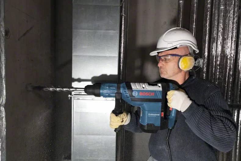Bosch PRO Bohrhammer GBH 8-45 DV (Leistung 1.500 Watt, Bohr-Ø in Beton mit Hammerbohrern: 12-45mm, Schlagenergie max.: 12,5 J, SDS-max., inkl. Fetttube, Zusatzhandgriff, Handwerkoffer) Corded Electric