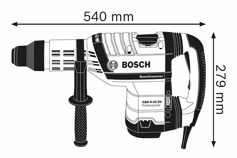 Bosch PRO Bohrhammer GBH 8-45 DV (Leistung 1.500 Watt, Bohr-Ø in Beton mit Hammerbohrern: 12-45mm, Schlagenergie max.: 12,5 J, SDS-max., inkl. Fetttube, Zusatzhandgriff, Handwerkoffer) Corded Electric