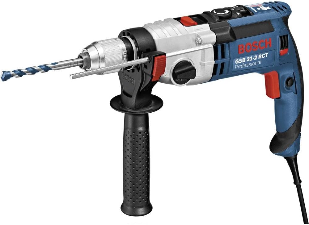 Bosch Professional Schlagbohrmaschine GSB 21-2 RCT (Bohr-Ø in Beton: 13-22 mm, 1300 Watt, inkl. Schnellspannbohrfutter 13mm, Tiefenanschlag 210mm, Zusatzhandgriff, Handwerkoffer)