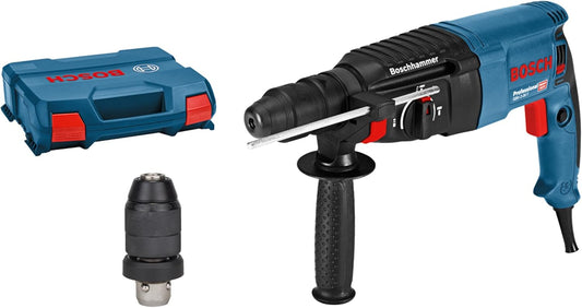 Bosch PRO Bohrhammer GBH 2-26 F (Leistung 830 Watt, Wechselfutter SDS-plus, inkl. Zusatzhandgriff, Tiefenanschlag, Maschinentuch, Schnellwechselbohrfutter, Handwerkoffer)