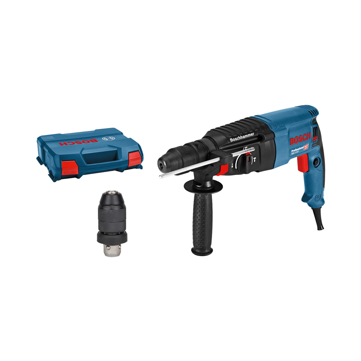 Bosch PRO Bohrhammer GBH 2-26 F (Leistung 830 Watt, Wechselfutter SDS-plus, inkl. Zusatzhandgriff, Tiefenanschlag, Maschinentuch, Schnellwechselbohrfutter, Handwerkoffer)