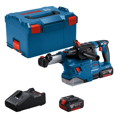 Bosch Professional 18V System Akku Bohrhammer GBH 18V-22 (mit SDS plus, inkl. 2x 4.0Ah Akku, Schnellladegerät GAL 18V-40, L-BOXX)