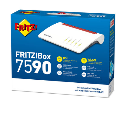FRITZ! Box 7590 – WLAN AC+N DSL Router mit Mesh, DECT-Basis & Media Server