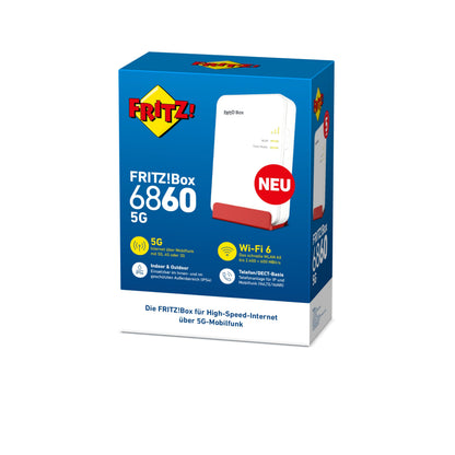 FRITZ! Box 6860 5G Router – WiFi 6 bis zu 3000 MBit/s, PoE+, DECT-Basis