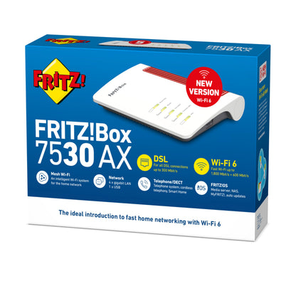 FRITZ! Box 7530 AX International – Wi-Fi 6 DSL Router mit Mesh & DECT-Basis