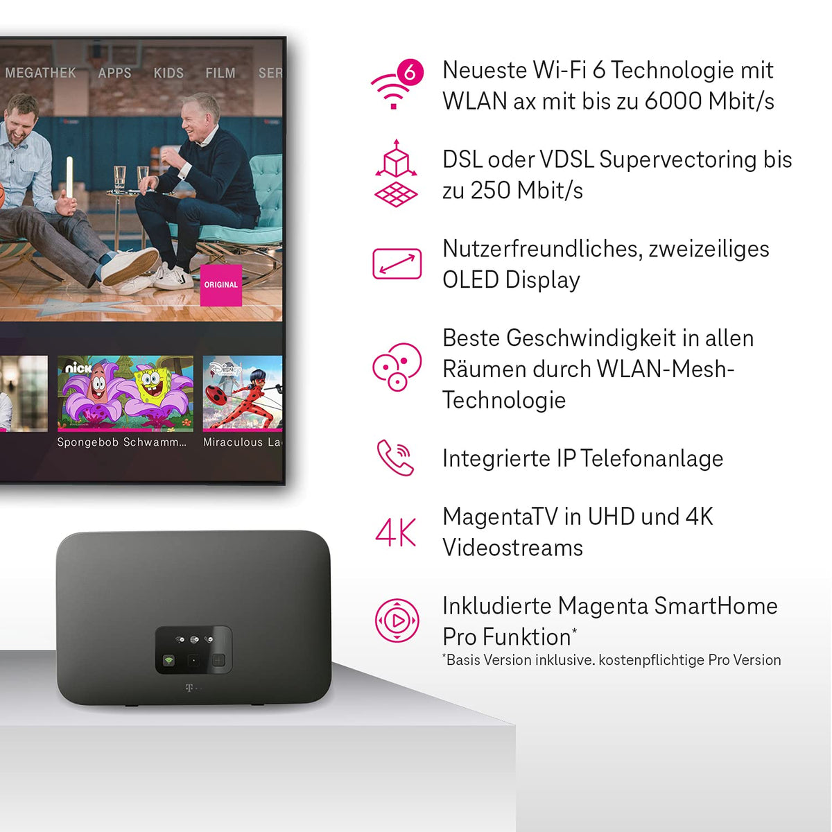 Telekom Speedport Smart 4 – Wi-Fi 6 Mesh Router mit SmartHome & DECT-Basis