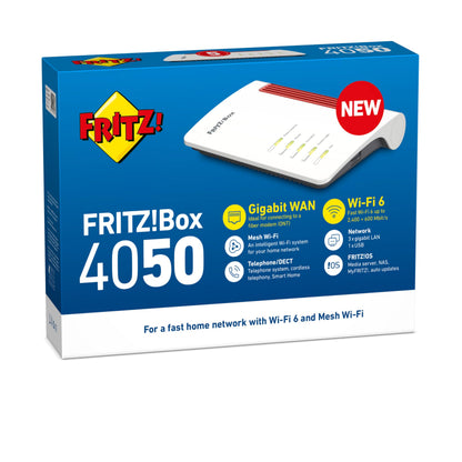 AVM FRITZ! Box 4050 – Wi-Fi 6 Dual-Band Router mit Mesh, DECT & Medienserver
