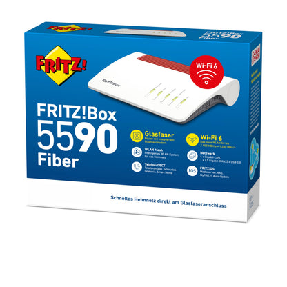 FRITZ! Box 5590 Fiber – Glasfaser-Router mit Wi-Fi 6, Mesh & 2.5G LAN-Port
