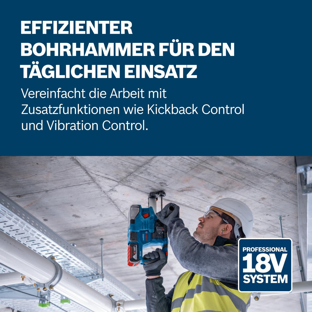 Bosch Professional 18V System Akku Bohrhammer GBH 18V-22 (mit SDS plus, inkl. 2x 4.0Ah Akku, Schnellladegerät GAL 18V-40, L-BOXX)