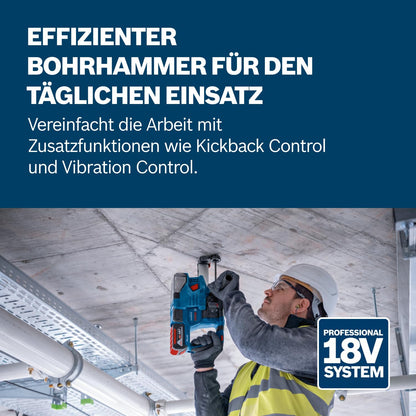 Bosch Professional 18V System Akku Bohrhammer GBH 18V-22 (mit SDS plus, inkl. 2x 4.0Ah Akku, Schnellladegerät GAL 18V-40, L-BOXX)