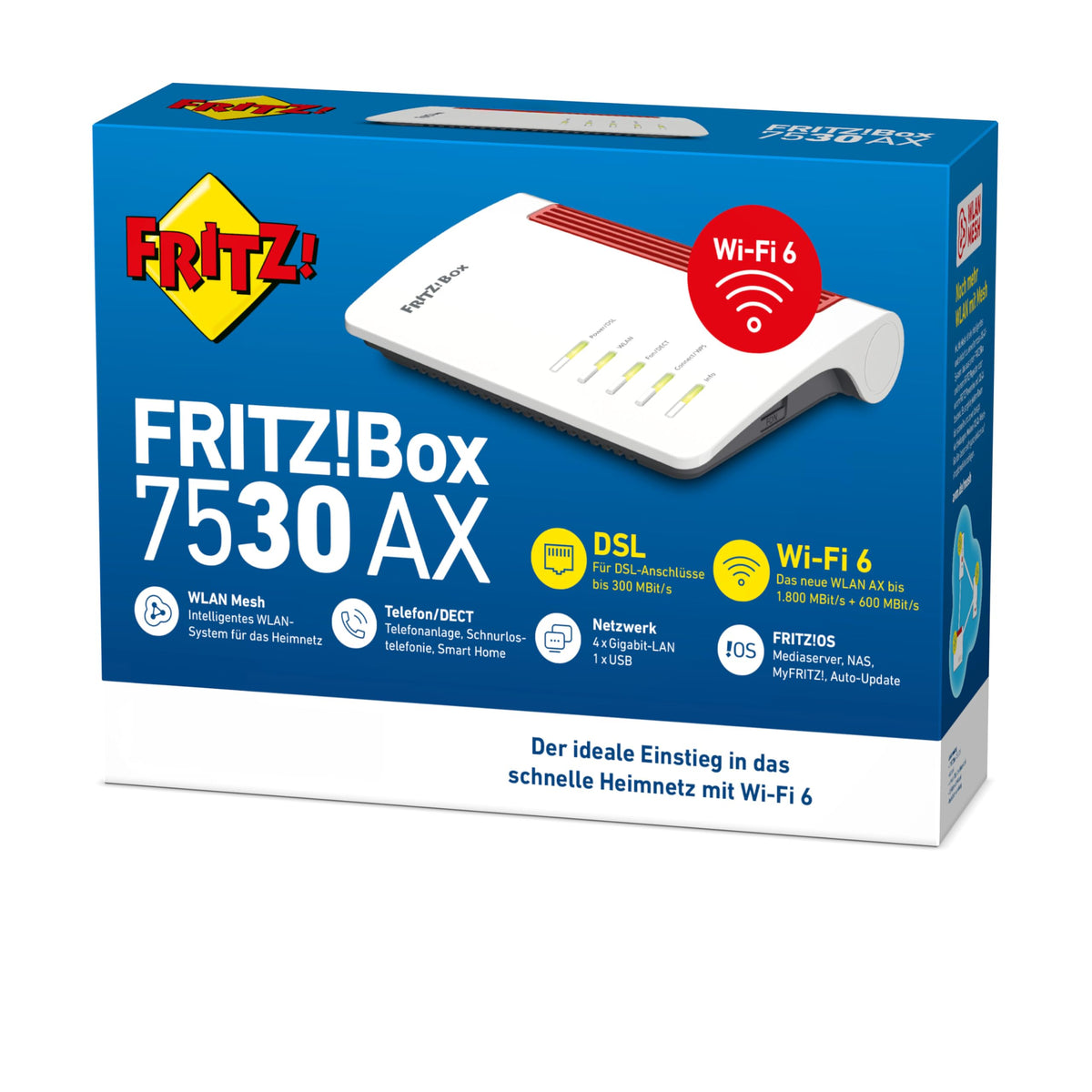 FRITZ! Box 7530 AX – WLAN Router mit Wi-Fi 6, VDSL Supervectoring & Mesh