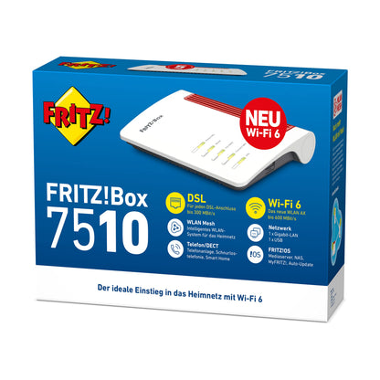 FRITZ! Box 7510 – WLAN Router mit Wi-Fi 6, VDSL Supervectoring & Mesh